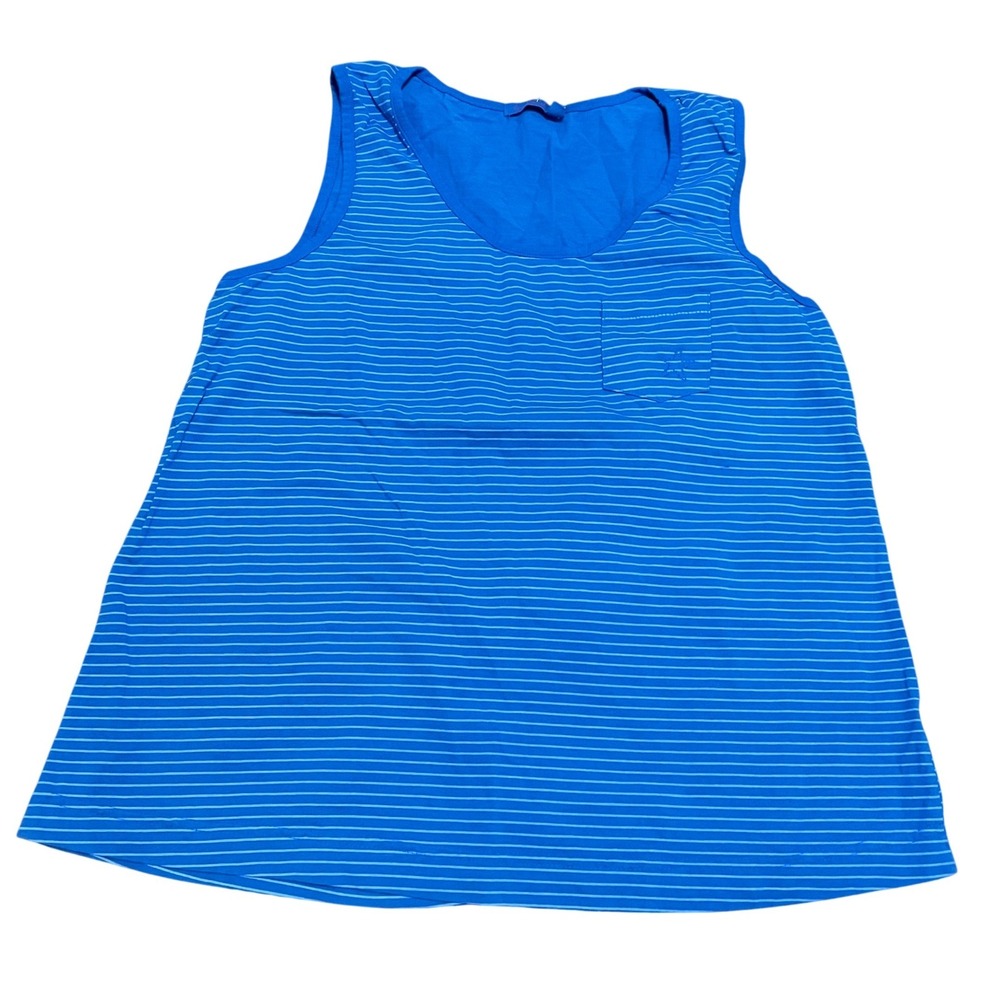 Fresh Produce Women's XL Atlantic Blue Pinstripe Siesta Key Pocket‎ Tank Top NWT
